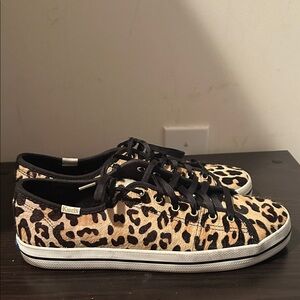 Keds Women's Black and Tan Leopard Sneakers - Final Markdown